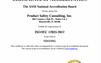 Product Safety Consulting Achieves ANAB/ILAC Accreditation: Your Test Data Now Accepted Worldwide