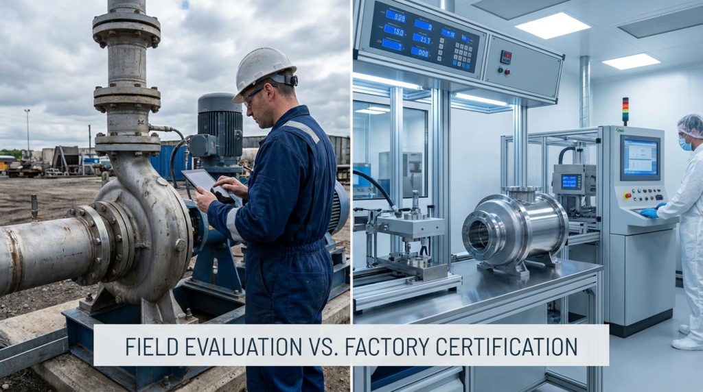 Both a field evaluation and a factory certification result in a recognized safety mark on your product. Both are accepted by AHJs across North America. But they are fundamentally different processes — with different scopes, different costs, and different use cases. Choosing the wrong one wastes time and money. The confusion is understandable. From the outside, the end result looks similar: a label on the equipment that tells an inspector it's been evaluated. But how you get there, what it covers, and what your ongoing obligations are differ significantly between the two.